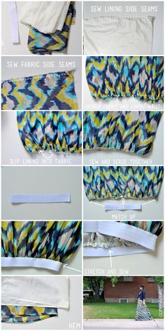 instructions to make an easy tie - dyed skirt with fabric and duct tape on the bottom