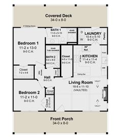 the floor plan for a two bedroom house