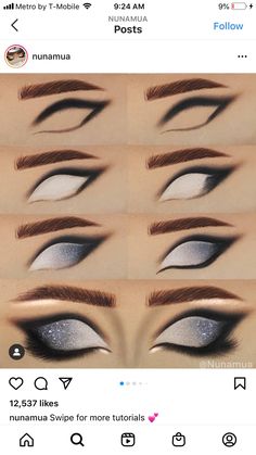 Drag Smokey Eye, Dark Eye Makeup Step By Step, Eye Shadow Looks For Hooded Eyes, Evening Makeup Looks Night, Black And Silver Makeup Looks, Black And White Makeup Looks, Grey Makeup Looks, Smoky Nails, Trendy Makeup Looks