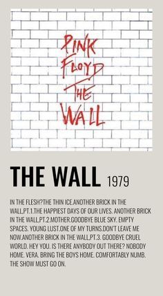 a brick wall with graffiti on it and the words pink floyd in red spray paint