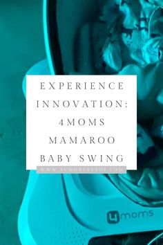 a blue bowl filled with baby clothes and the words experience innovation 4 moms maaroo baby swing