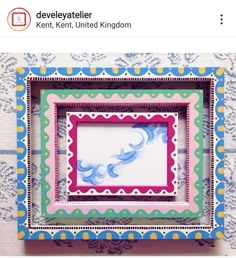 an image of a colorful frame on a table