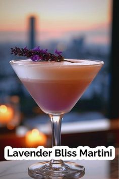 the lavender bliss martini is ready to be served