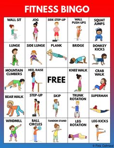 a poster showing the different exercises for kids to do in their own home gym area