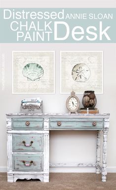 Desk Crafts, Chalk Paint Desk, Paint Desk, Diy Shabby Chic Furniture, Painted Bedroom Furniture, Upcycled Furniture Diy, Painted Desk, Shabby Chic Room, Desk Makeover