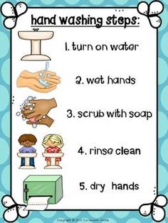 a hand washing poster with instructions on how to wash your hands in the sink and other things