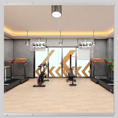 there is a gym with exercise equipment in the room