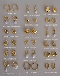 Classy Gold Jewelry Aesthetic, It Girl Earrings, Old Money Aesthetic Earrings, Gold Jewellery Aesthetic Earrings, Classy Jewelry Earrings, Girly Jewelry Aesthetic, Earings Aesthetics Gold, Jewellery Aesthetic Earrings, Classy Jewelry Aesthetic