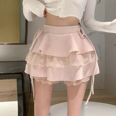 Women's Y2K Clothes Summer White Ruffle Mini Skirt Lace Patchwork Cute High Waist Sexy A-line Short Fairy Skirts, White Ruffle Mini Skirt, Kawaii Cake, Skirts Summer, Cake Skirt, Fairy Skirt, Cake Lace, Skirt Y2k, Cute Fairy