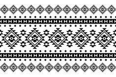 a black and white pattern with geometric shapes on it's side, in the style of native american art