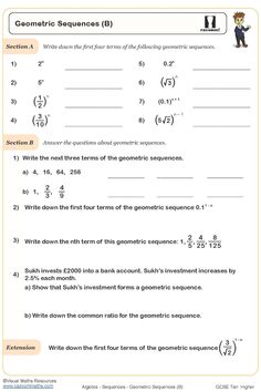 the geometric sequence worksheet with answers for students to learn how to use it