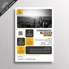 a yellow and black business flyer template