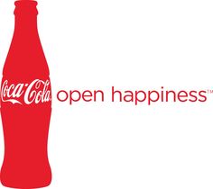 a coca cola bottle with the words open happiness written in red and white on it