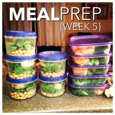 the meal prep week 5 is filled with vegetables