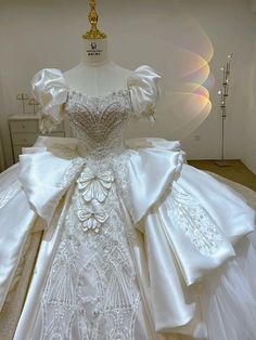 Item Details ： Product Number : C1797 Fabric:Satin Silhouette：Ball Gown Sleeves : Short Sleeves Back Style: Lace Up Sleeved Shawl, Lace Wedding Dres, Dresses With Beads, Short Puffy Sleeves, Hot Prom Dress, White Lace Wedding Dress, Pretty Quinceanera Dresses, Fairy Tale Wedding Dress, New Bride