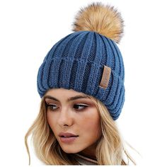 * Warm Winter Hat: The Winter Knit Hat Is Made Of 100% Soft Acrylic, Warm, Thick And Soft Beanie Hat For Your Cold Winter; * Great Flexibility And Stretchability: Beanie For Women With Elastic, One Size With Good Stretch, Head Circumference: Approx 22"-23.2"(55-60cm) That Will Fit Most People Head Size; * Pom Pom Hat - The Winter Hat With A Fur Pompom, This Puff Ball Is Bigger, Super Cute And Removable; We Use The Same Color Or Raccoon Fur Faux Fur Pompom As The Hat When They Combine Together Wi Knitted Beanie Hat, Teal Blue Color, Winter Knit Hats, Warm Winter Hats, Yellow Knit, Knitted Beanie, Womens Winter, Faux Fur Pom Pom, Knit Beanie Hat