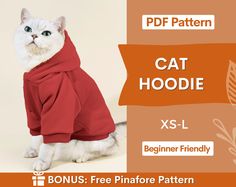 Cat Hoodie Sewing pattern Special Offer: ♥ Free Sewing Planner with every order placed today ♥ 💥Get +310 patterns and all new releases with our Whole Shop Bundle at the best price! 👉 www.etsy.com/listing/1315834001 This pattern comes with an illustrated sewing guide with step by step instructions, making it super easy to make your own garment. Perfect for beginners or experienced sewists! If you're looking for a beginner friendly project that will take 2 hours to make then this is perfect for Cat Sweater Sewing Pattern, Cat Hoodie Pattern, Cat Clothes Pattern, Free Pinafore Pattern, Cat Shirt Pattern, Free Apron Pattern, Sewing Planner, Pet Pattern, Hoodie Sewing