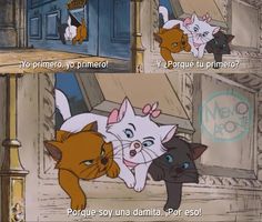 two cartoon cats with caption that reads, no primes, y'porque tu grinero?