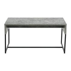 a grey marble top coffee table with black metal legs