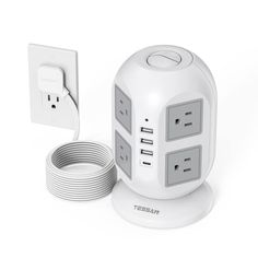 an electronic device with multiple outlets and plugs