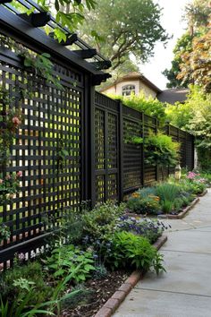 an outdoor garden with lots of plants and flowers