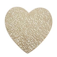 a gold heart shaped object with small holes in the shape of a wirework pattern