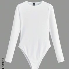 Shein Bodysuits, Never Worn! Good Material And True To Size White Bodysuit Outfit, Body Shein, Bodysuit With Sleeves, White Body Suit, White Long Sleeve Bodysuit, Black Mesh Bodysuit, Zara Drip, Slim Bodysuit, Zara Bodysuit