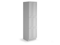 a tall white cabinet with two doors