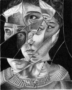 Fractured Portrait, Advanced Higher Art, Ap Drawing, Reflection Painting, Reflection Art, Ap Studio Art