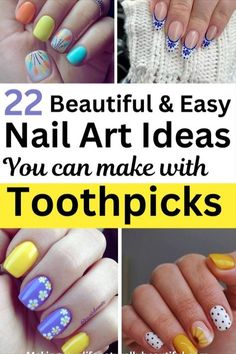 Easy Finger Nail Designs, Cute Nail Ideas For Beginners, Simple Diy Gel Nail Designs, Simple Nail Art With Toothpick, At Home Nail Art Ideas, Natural Nail Paint Ideas, Easy Diy Nail Art For Beginners Summer, Cute Easy Gel Nail Designs, Quick Nail Art Easy