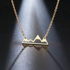 Stainless Steel Necklace Minimalist Mountain Top Pendant Snowy Mountain Necklace Hiking Outdoor Travel Jewelry Mountains New Stainless Steel Gold Plated Nice Packaging Fast Shipping Winter Pendant Necklace As Gift, Mountain Bracelet, Snow Necklace, Wooden Mountain Necklace, Mountain Necklace Silver, Christmas Presents For Friends, Mountain Necklace, Snowy Mountains, Friend Christmas