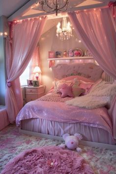 Create your own dreamy retreat with girly pink bedroom ideas that mix sweetness and style. Discover charming decor for a cozy and feminine space. Find more inspiration on Wanderich! #GirlyPinkBedroom #DreamyDecor #FeminineStyle #CozyBedroom #Wanderich Zepeto Bedroom, Princess Room Ideas, Ava Clements, Girly Pink Bedroom, Pink Bedroom For Girls, Pink Girl Room, Kids Bedroom Inspiration, Pink Bedrooms