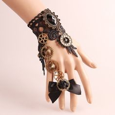 Specification Color: BLACK Category: Accessories > Jewelry > Bracelets Steampunk Gloves, Grunge Chokers, Moda Steampunk, Mode Steampunk, Steampunk Aesthetic, Steampunk Bracelet, Steampunk Decor, Steampunk Gears, Steampunk Accessories