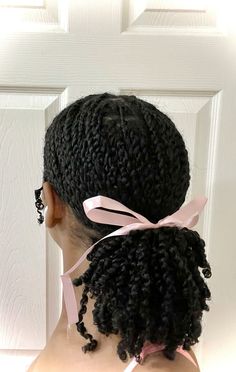 4c Hair Ribbon, Type 4c Hairstyles Braids, Black Girls Hairstyles Aesthetic, Length Retention Natural Hairstyles, Hairstyles To Do With Twist, Black Twists Hairstyles, Mini Twist Styling Ideas, 4c Hair Mini Twists, Types Of Twist Braids