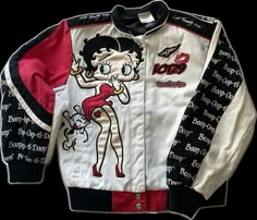 Lana Del Rey Jacket, Red Girly Aesthetic, Coquette Aesthetic Pink, Beauty And Brains, Vintage Betty Boop, Kiss Mark, Mode Hippie, Clothes Outfit, Racing Jacket