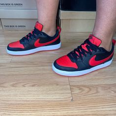 Nike Court Borough Low 2 (Size 7 In Women) 5.5y. Fits True To Size. Very Comfy As Well. Brand New Never Worn Comes With Box Nike Shoes, Nike Court Borough Low 2, Nike Court Borough Low, Nike Court Borough, Shoes Nike, Womens Shoes Sneakers, Black Red, Nike Women, Shoes Sneakers