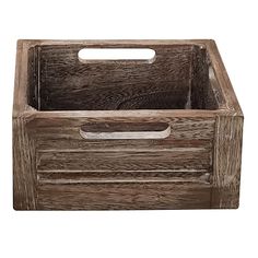 an old wooden box with handles on white background