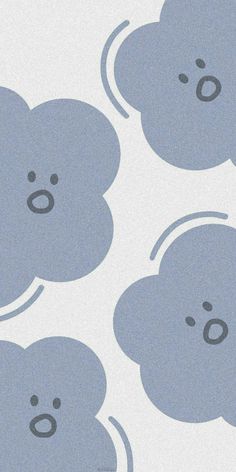 four blue bears with faces drawn in the shape of speech bubbles on a white background