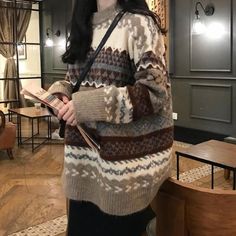 Free Size:Bust: 112 cm/ 44.1 in, Length: 65 cm/ 25.6 in, Sleeves: 50 cm/ 19.7 inMaterial: Polyester 80 Grandma Sweater, Nordic Style Beige Sweater For Fall, Beige Nordic Sweater For Fall, Beige Fair Isle Sweater For Fall, Warm Beige Crew Neck Sweater, Neutral Knitted Winter Sweater, Warm Cozy Beige Sweater, Warm Beige Sweater For Cold Weather, Cozy Warm Beige Sweater