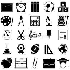 black and white school icons royalty illustration