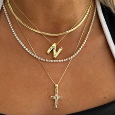 Sincerely Yours Bubble Initial Necklace Everyday Jewelry Gold, Jewelry Stack, Bubble Design, Necklace Outfit, Stacked Jewelry, Gold Gift, Hand Chain, Solid Gold Jewelry, Scottsdale Az