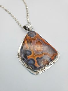 Large and Gorgeous sterling silver Laguna Jasper from Mexico, Pendant by Navajo Phillip Sanchez 49 grams 2 ¾ by 2 ⅛ inches Jewelers Workbench, Wild Jewelry, Jewelry Homemade, Raw Jewelry, Lapidary Jewelry, Mens Necklaces, Silversmithing Jewelry, Contemporary Jewelry Design, Metalsmithing Jewelry