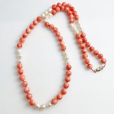 14k Gold Necklace, White Freshwater Pearl, The Pink