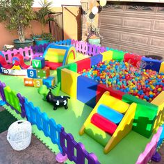 an inflatable play area with lots of toys