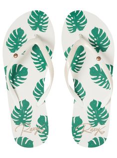 Printed Flip Flops, Flip Flops Style, Pin Logo, Metallic Logo, Pool Slides, Cowgirl Boots, Womens Flip Flop, Roxy, Shoes Flats