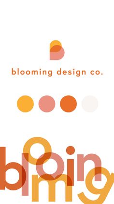 the logo for blooming design co is shown in orange and pinks on white