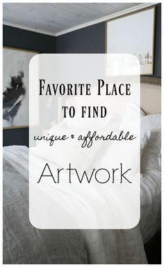 a bedroom with the words favorite place to find unique and off - grid art work