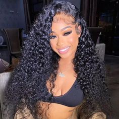 Water Wave 13x4 Full Frontal Glueless 13x6 Lace Wig Bleached Knots 180% Density | Real HD Lace Buy Wigs, Wave Wig, Deep Wave Hairstyles, Curly Human Hair Wig, Lace Closure Wig, Deep Wave, Long Curly Hair, Wig Styles, Curly Wigs