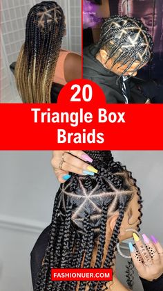 Stand out with these 20 summer triangle box braids. Unique and trendy, these braids are perfect for a bold summer look. The triangular parting adds a modern twist to traditional box braids, making them a stylish choice for the season. Experiment with different lengths, colors, and accessories to personalize your braids. #BoxBraids #SummerHairstyles #BraidedHair Triangular Braids Hairstyles, Large Box Braids Triangle Parts, Large Triangle Box Braids, Chunky Box Braids Long, Triangle Box Braids Medium, Box Braids Unique, Braids Extensions Styles, Medium Large Box Braids, Braid Styles For Long Hair