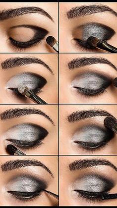 Black And Silver Eye Makeup, Makeup Products Sephora, Silver Eye Makeup, Smokey Eye Easy, Dark Eye Makeup, Makeup Tip, Dramatic Eye Makeup